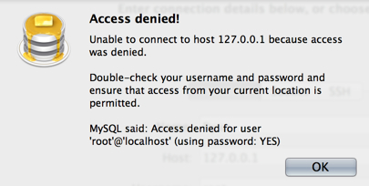 Mysql access denied for root localhost